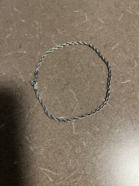 925 Sterling Rope Chain Ankle Bracelet 8” long or 4” clasped